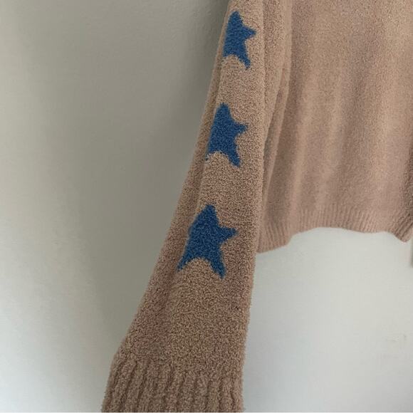 Teddy Bear Sweater Tan & Cobalt Blue Stars Super Soft NWT - Picture 2 of 7